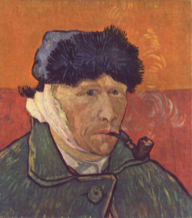 Автопортрет с перевязанным ухом и трубкой, 1889 г